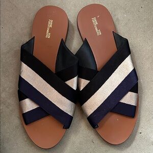 Diane Von Furstenberg Black and Cream Striped Sandals